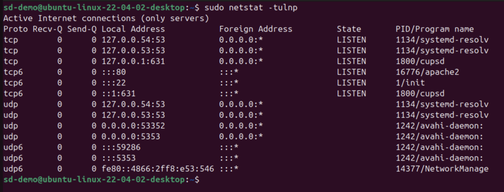 To list open ports on a Linux system, use a simple command: netstat -tuln
