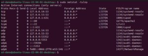To list open ports on a Linux system, use a simple command: netstat -tuln